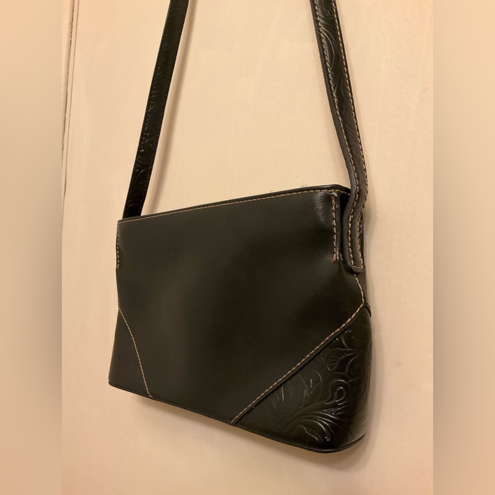 Nine West Black Faux Leather Shoulder Bag Small Satchel Western Design